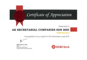 Certificate of Appreciation, OCBC Bank Gold Partner 2019